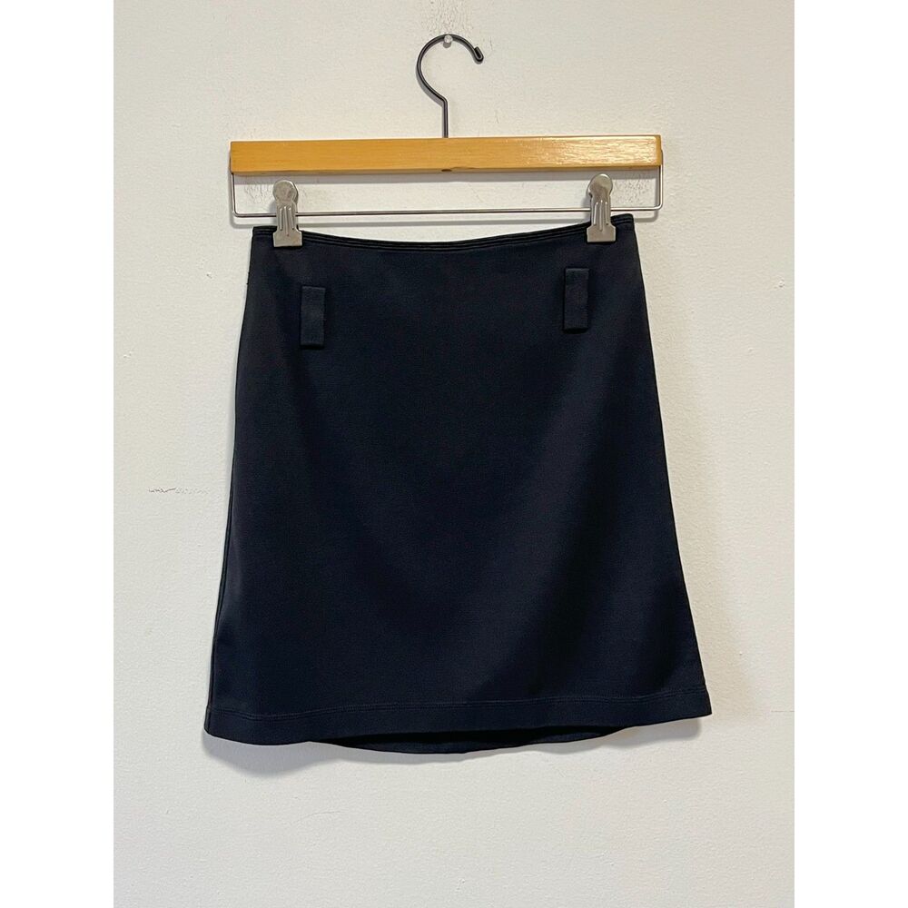 Vintage Gianni Versace Black Mini Skirt Belt Loops High Waist AS IS XS 25" Waist